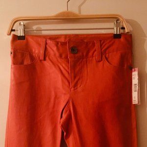Stunning Leather Pants / Salmon (Orange/Red) / Brand New / Size: 2